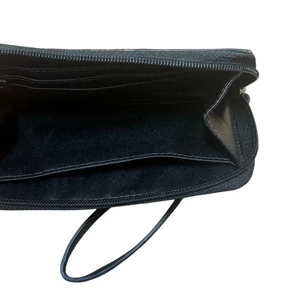Y2K Coach Horse & Carriage Black Saffiano Leather Medium Wristlet‎ Zip Wallet - Picture 4 of 8